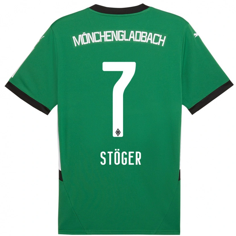 Danxen Børn Kevin Stöger #7 Grøn Hvid Udebane Spillertrøjer 2024/25 Trøje T-Shirt