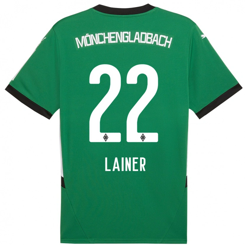 Danxen Børn Stefan Lainer #22 Grøn Hvid Udebane Spillertrøjer 2024/25 Trøje T-Shirt