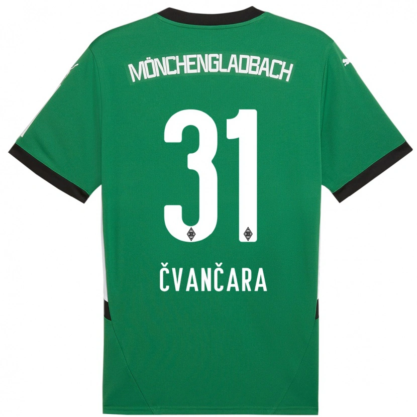 Danxen Børn Tomas Cvancara #31 Grøn Hvid Udebane Spillertrøjer 2024/25 Trøje T-Shirt