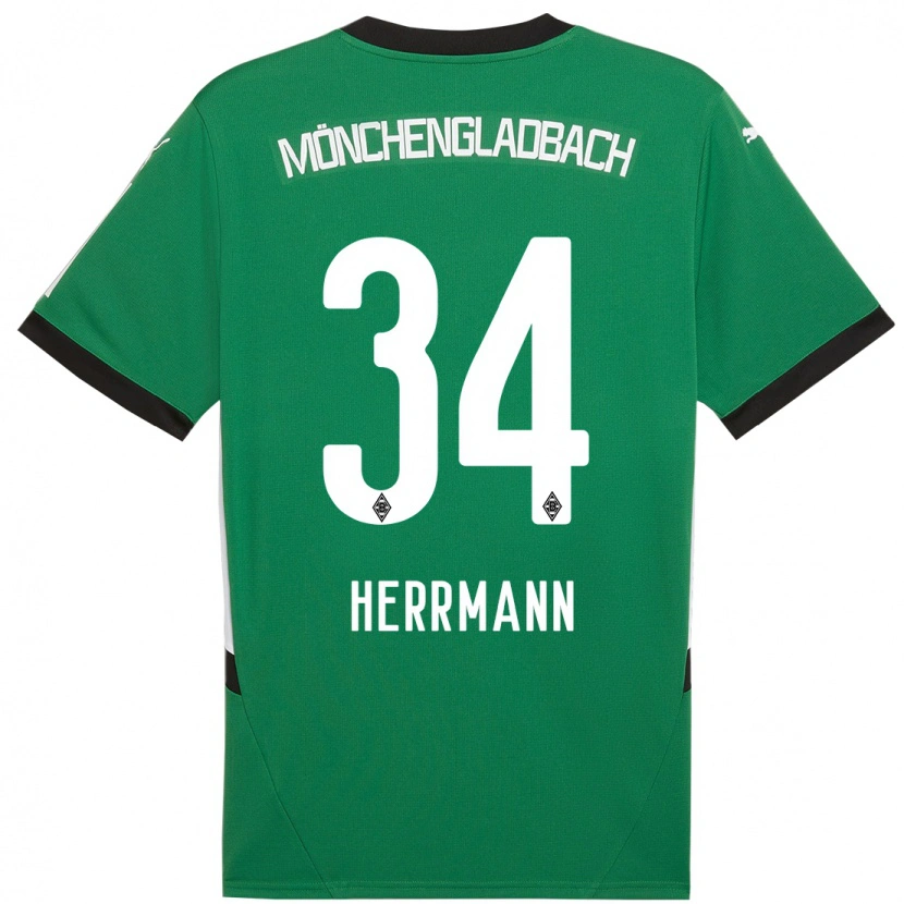 Danxen Børn Charles Herrmann #34 Grøn Hvid Udebane Spillertrøjer 2024/25 Trøje T-Shirt