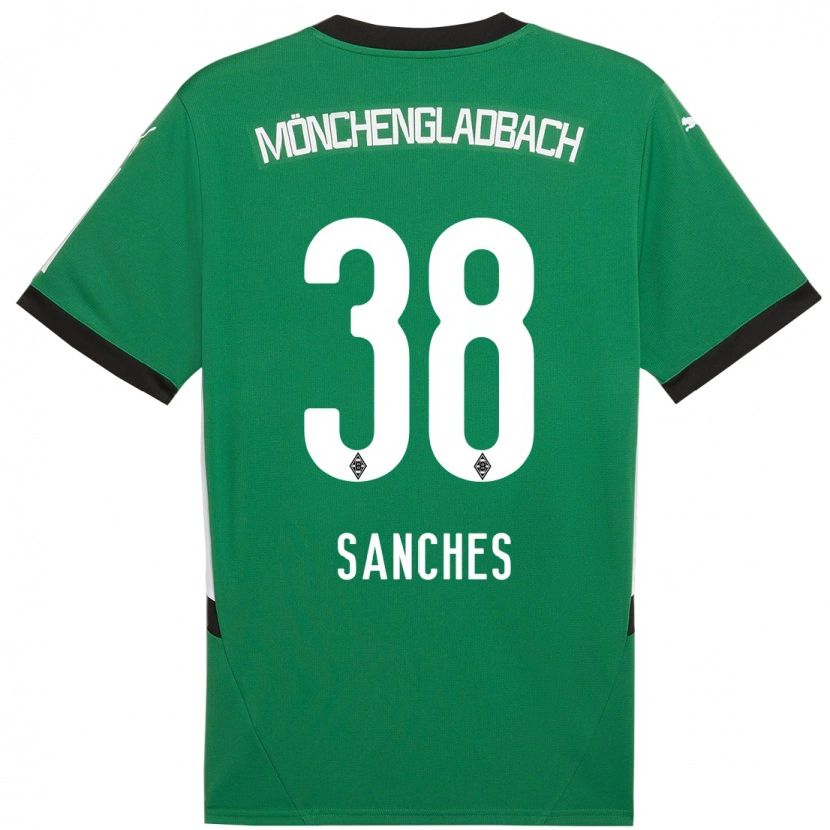 Danxen Børn Yvandro Borges Sanches #38 Grøn Hvid Udebane Spillertrøjer 2024/25 Trøje T-Shirt