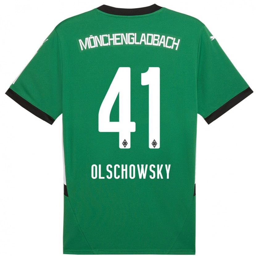 Danxen Børn Jan Olschowsky #41 Grøn Hvid Udebane Spillertrøjer 2024/25 Trøje T-Shirt
