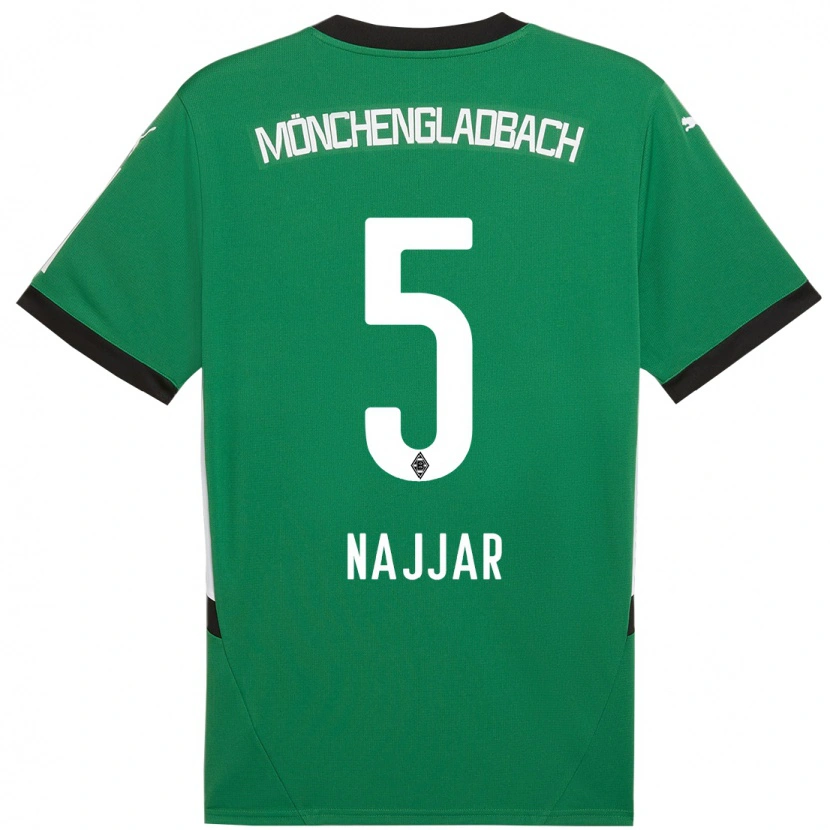 Danxen Børn Jamil Najjar #5 Grøn Hvid Udebane Spillertrøjer 2024/25 Trøje T-Shirt