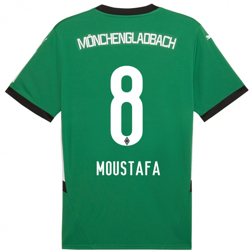 Danxen Børn Moustafa Moustafa #8 Grøn Hvid Udebane Spillertrøjer 2024/25 Trøje T-Shirt