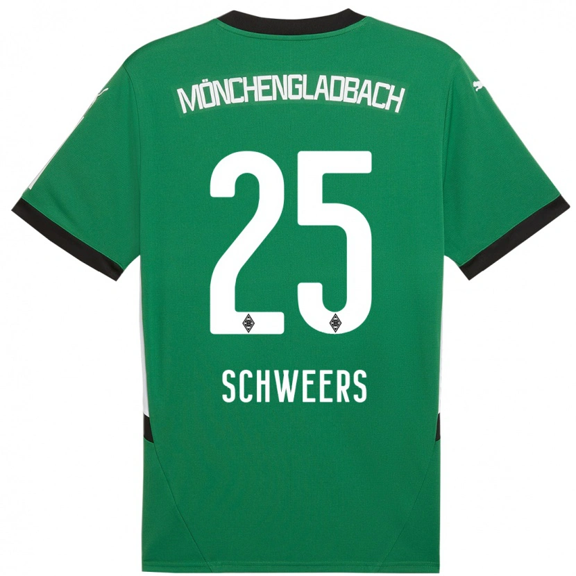 Danxen Børn Lion Schweers #25 Grøn Hvid Udebane Spillertrøjer 2024/25 Trøje T-Shirt