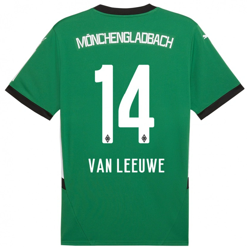 Danxen Børn Kyra Van Leeuwe #14 Grøn Hvid Udebane Spillertrøjer 2024/25 Trøje T-Shirt
