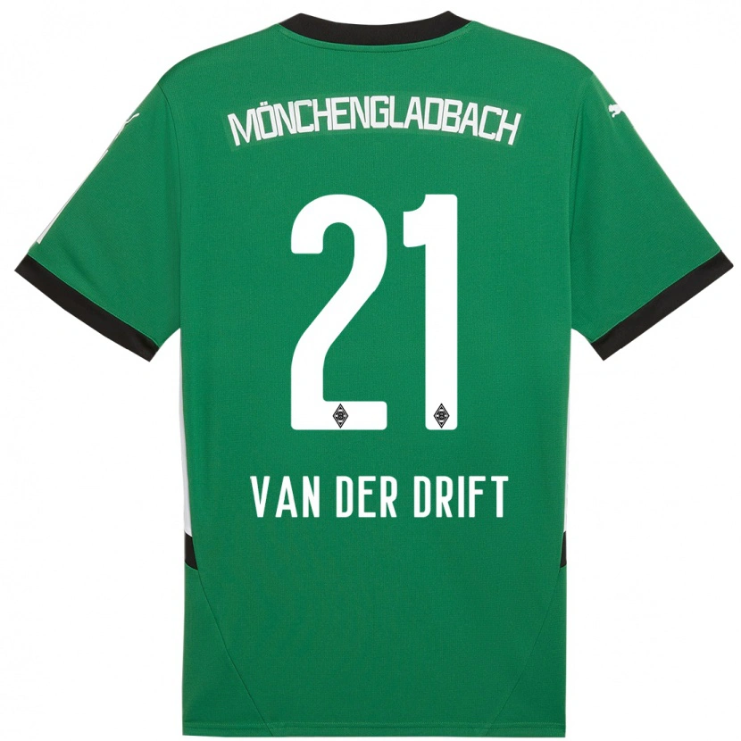 Danxen Børn Suus Van Der Drift #21 Grøn Hvid Udebane Spillertrøjer 2024/25 Trøje T-Shirt