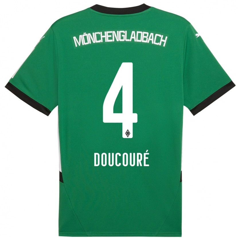 Danxen Børn Mamadou Doucouré #4 Grøn Hvid Udebane Spillertrøjer 2024/25 Trøje T-Shirt