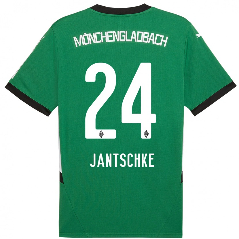 Danxen Børn Tony Jantschke #24 Grøn Hvid Udebane Spillertrøjer 2024/25 Trøje T-Shirt