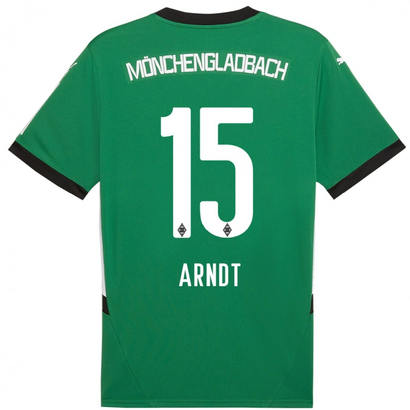 Danxen Børn Leo Arndt #15 Grøn Hvid Udebane Spillertrøjer 2024/25 Trøje T-Shirt