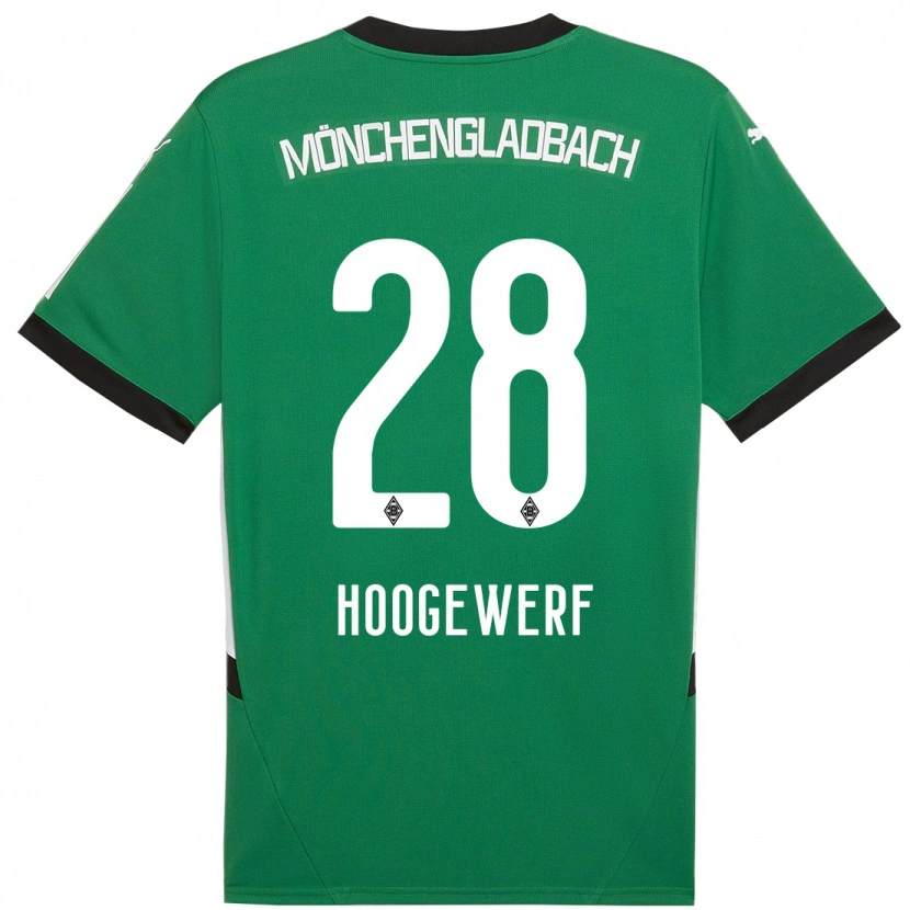 Danxen Børn Dillon Hoogewerf #28 Grøn Hvid Udebane Spillertrøjer 2024/25 Trøje T-Shirt