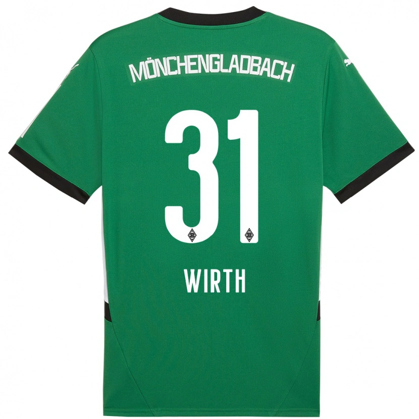 Danxen Børn Linus Wirth #31 Grøn Hvid Udebane Spillertrøjer 2024/25 Trøje T-Shirt