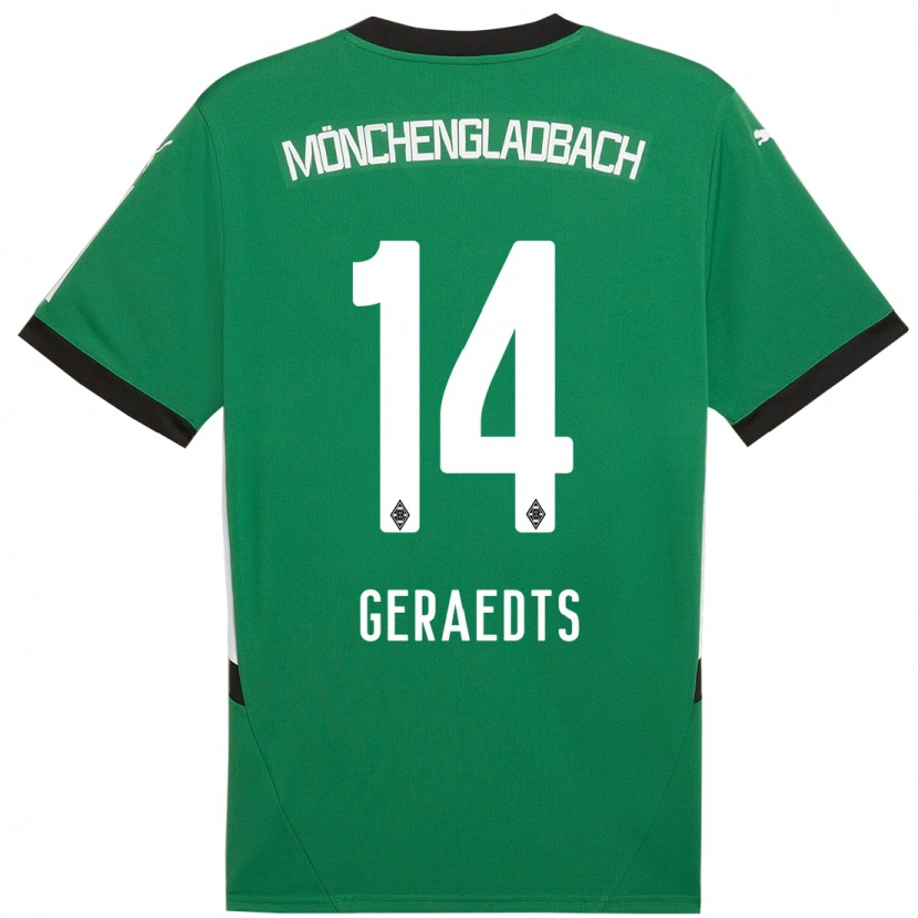 Danxen Børn Kelsey Geraedts #14 Grøn Hvid Udebane Spillertrøjer 2024/25 Trøje T-Shirt