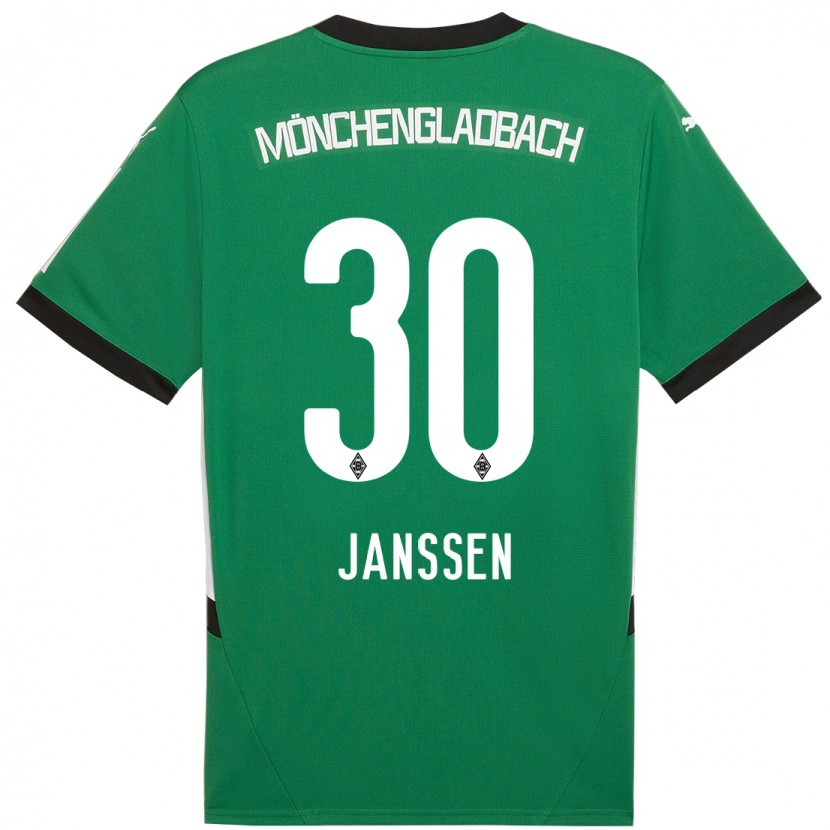 Danxen Børn Annalena Janssen #30 Grøn Hvid Udebane Spillertrøjer 2024/25 Trøje T-Shirt