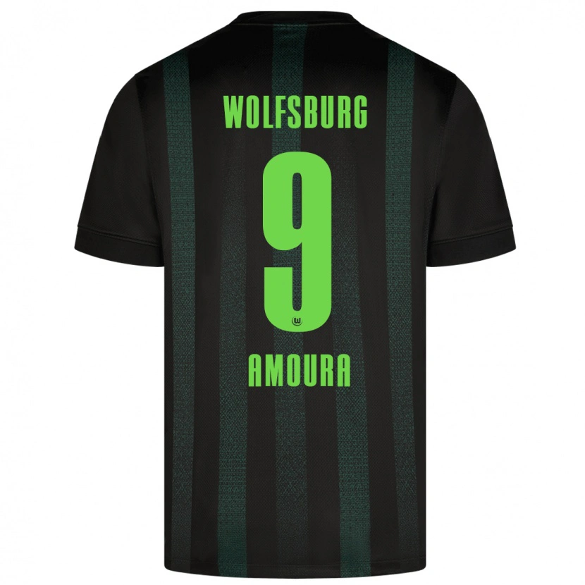 Danxen Børn Mohamed Amoura #9 Mørkegrøn Udebane Spillertrøjer 2024/25 Trøje T-Shirt