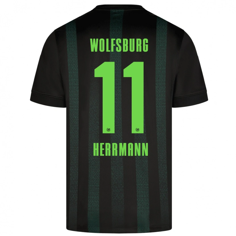 Danxen Børn Max Herrmann #11 Mørkegrøn Udebane Spillertrøjer 2024/25 Trøje T-Shirt