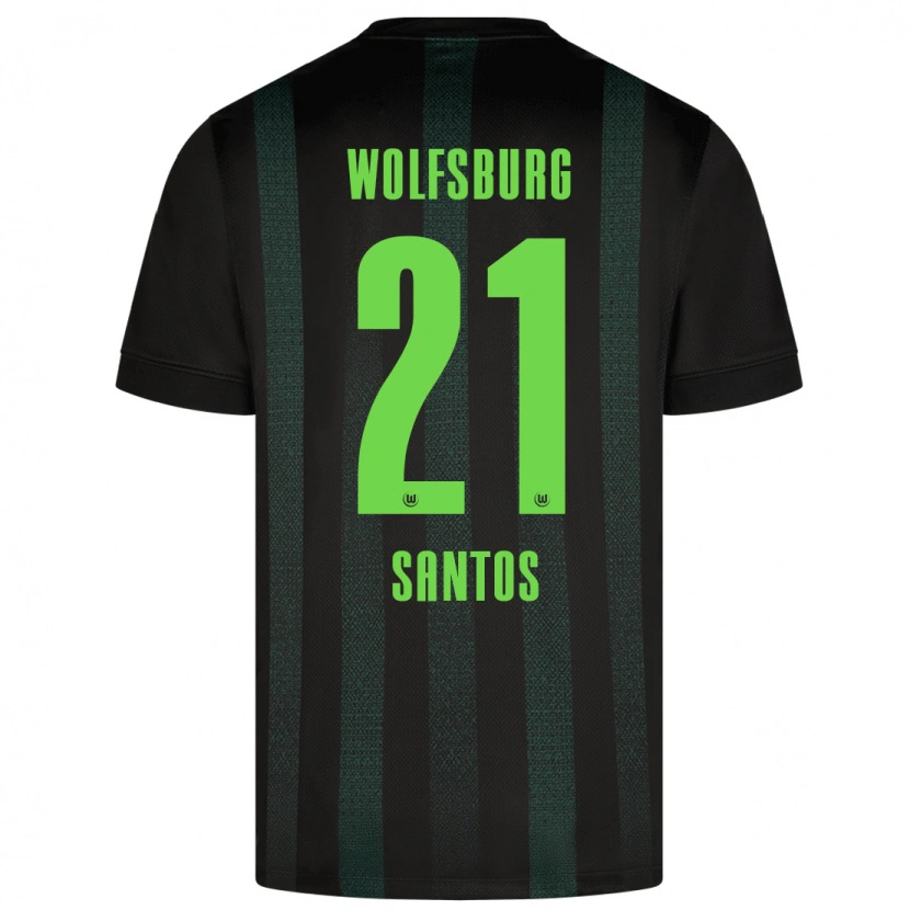 Danxen Børn Leonardo Santos #21 Mørkegrøn Udebane Spillertrøjer 2024/25 Trøje T-Shirt
