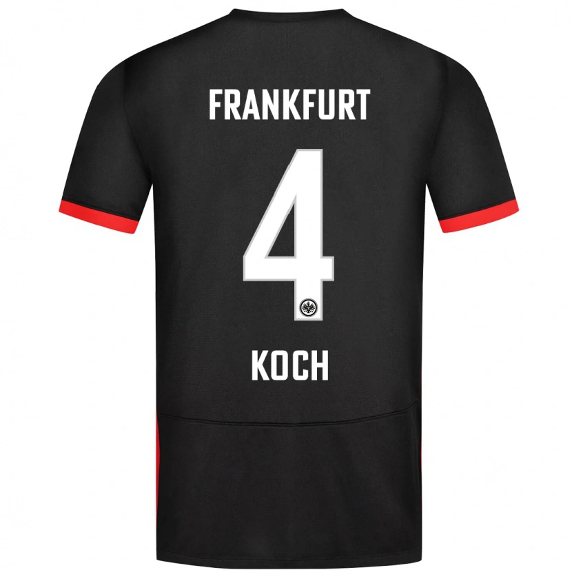 Danxen Børn Robin Koch #4 Sort Udebane Spillertrøjer 2024/25 Trøje T-Shirt