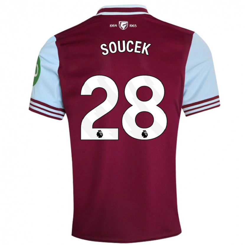 Danxen Mænd Tomas Soucek #28 Mørkerød Hjemmebane Spillertrøjer 2024/25 Trøje T-Shirt