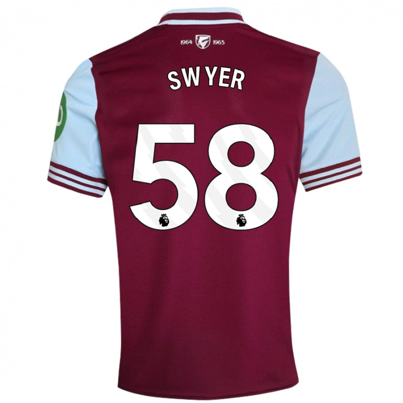 Danxen Mænd Kamarai Swyer #58 Mørkerød Hjemmebane Spillertrøjer 2024/25 Trøje T-Shirt