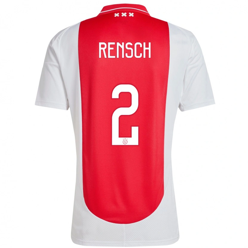 Danxen Mænd Devyne Rensch #2 Rød Hvid Hjemmebane Spillertrøjer 2024/25 Trøje T-Shirt