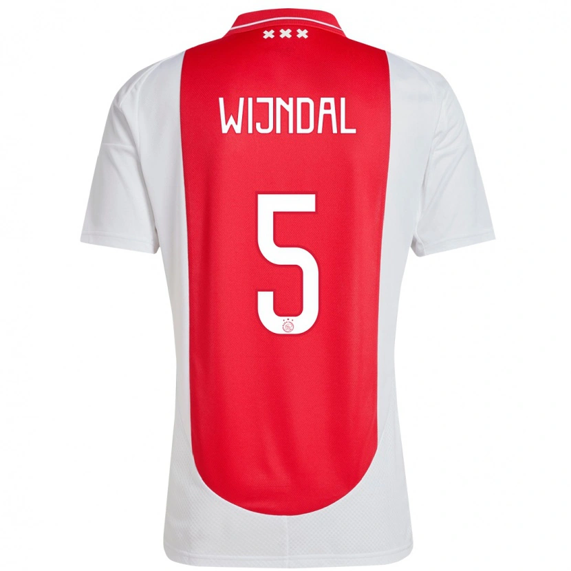 Danxen Mænd Owen Wijndal #5 Rød Hvid Hjemmebane Spillertrøjer 2024/25 Trøje T-Shirt