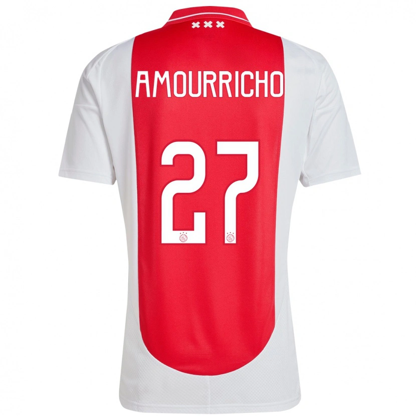 Danxen Mænd Amourricho Van Axel-Dongen #27 Rød Hvid Hjemmebane Spillertrøjer 2024/25 Trøje T-Shirt