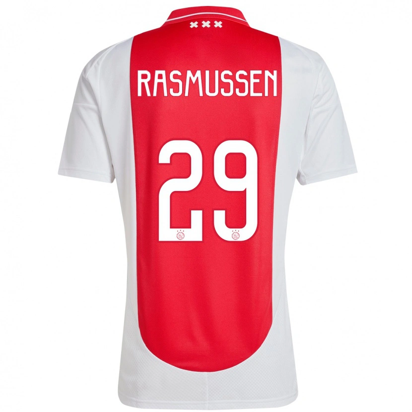 Danxen Mænd Christian Rasmussen #29 Rød Hvid Hjemmebane Spillertrøjer 2024/25 Trøje T-Shirt