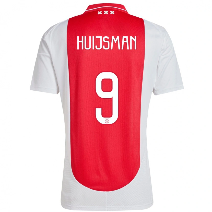 Danxen Mænd Mitchi Huijsman #9 Rød Hvid Hjemmebane Spillertrøjer 2024/25 Trøje T-Shirt