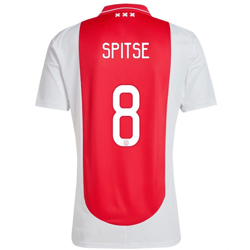 Danxen Mænd Sherida Spitse #8 Rød Hvid Hjemmebane Spillertrøjer 2024/25 Trøje T-Shirt