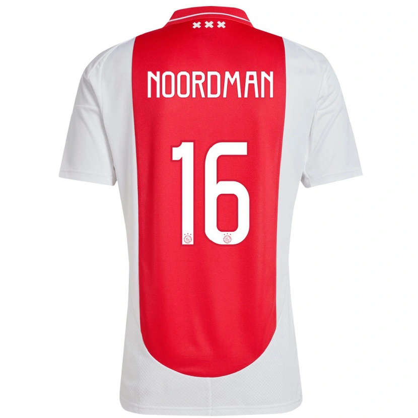 Danxen Mænd Danique Noordman #16 Rød Hvid Hjemmebane Spillertrøjer 2024/25 Trøje T-Shirt