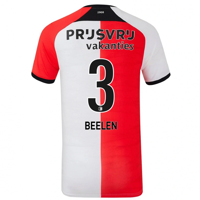 Danxen Mænd Thomas Beelen #3 Rød Hvid Hjemmebane Spillertrøjer 2024/25 Trøje T-Shirt