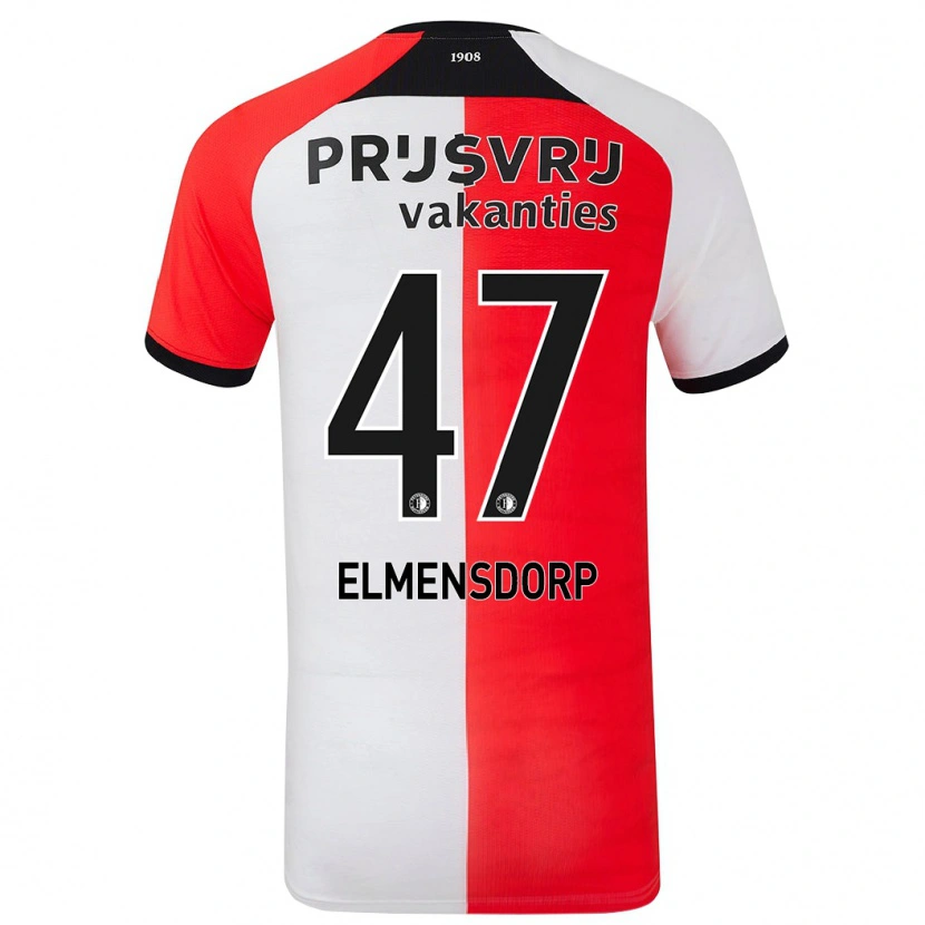 Danxen Mænd Paris Elmensdorp #47 Rød Hvid Hjemmebane Spillertrøjer 2024/25 Trøje T-Shirt