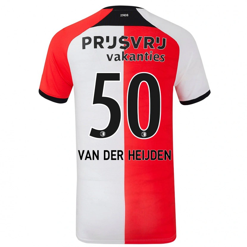 Danxen Mænd Délano Van Der Heijden #50 Rød Hvid Hjemmebane Spillertrøjer 2024/25 Trøje T-Shirt