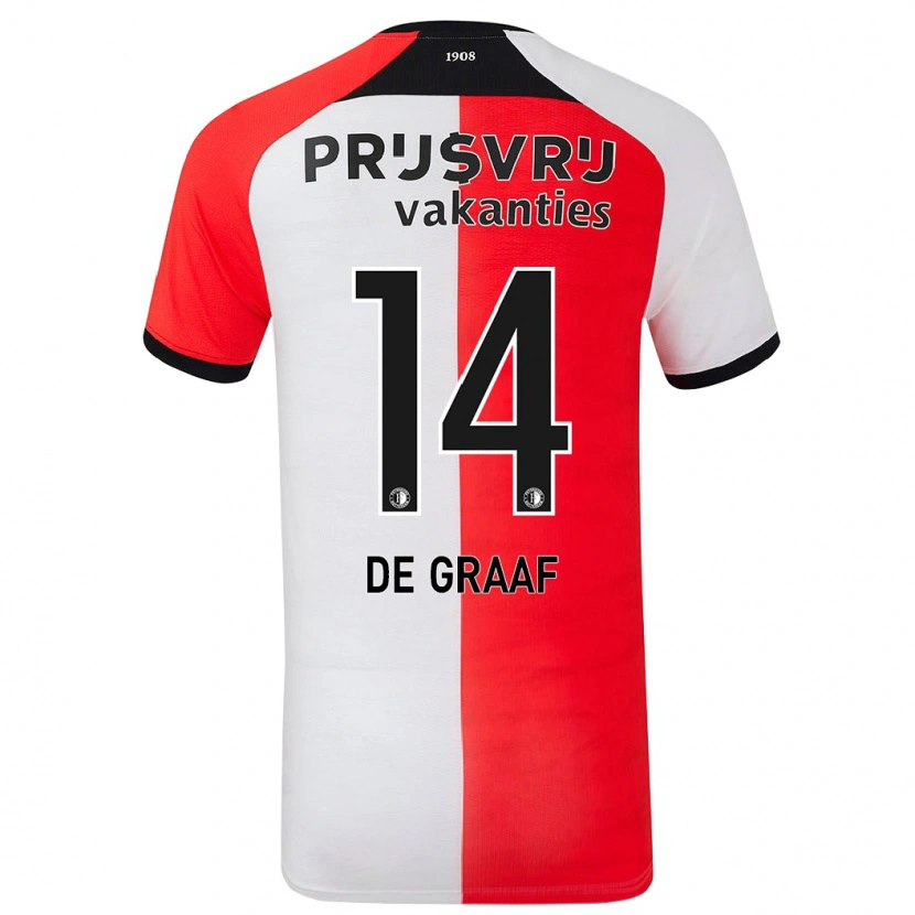 Danxen Mænd Esmee De Graaf #14 Rød Hvid Hjemmebane Spillertrøjer 2024/25 Trøje T-Shirt