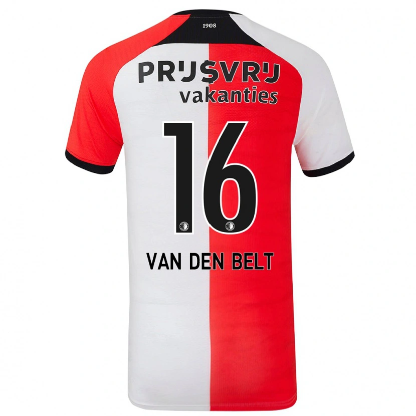 Danxen Mænd Thomas Van Den Belt #16 Rød Hvid Hjemmebane Spillertrøjer 2024/25 Trøje T-Shirt