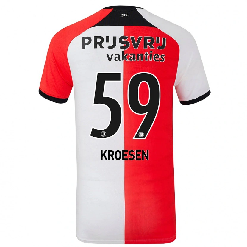 Danxen Mænd Jaimy Kroesen #59 Rød Hvid Hjemmebane Spillertrøjer 2024/25 Trøje T-Shirt
