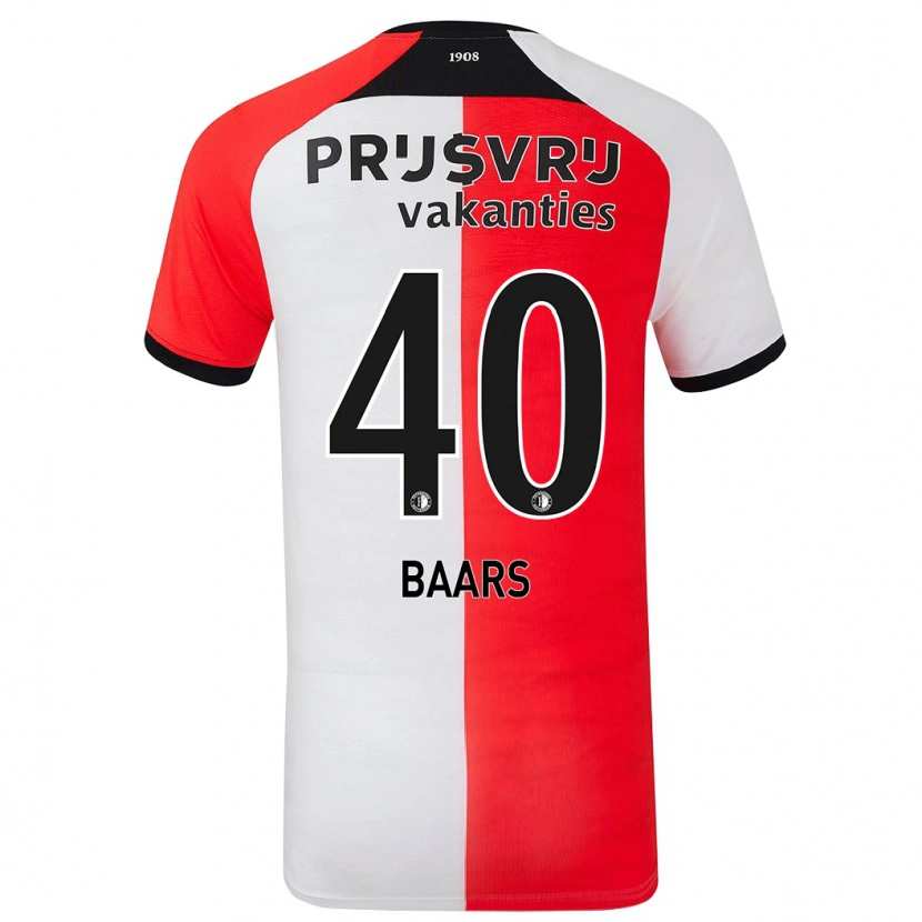 Danxen Mænd Guus Baars #40 Rød Hvid Hjemmebane Spillertrøjer 2024/25 Trøje T-Shirt