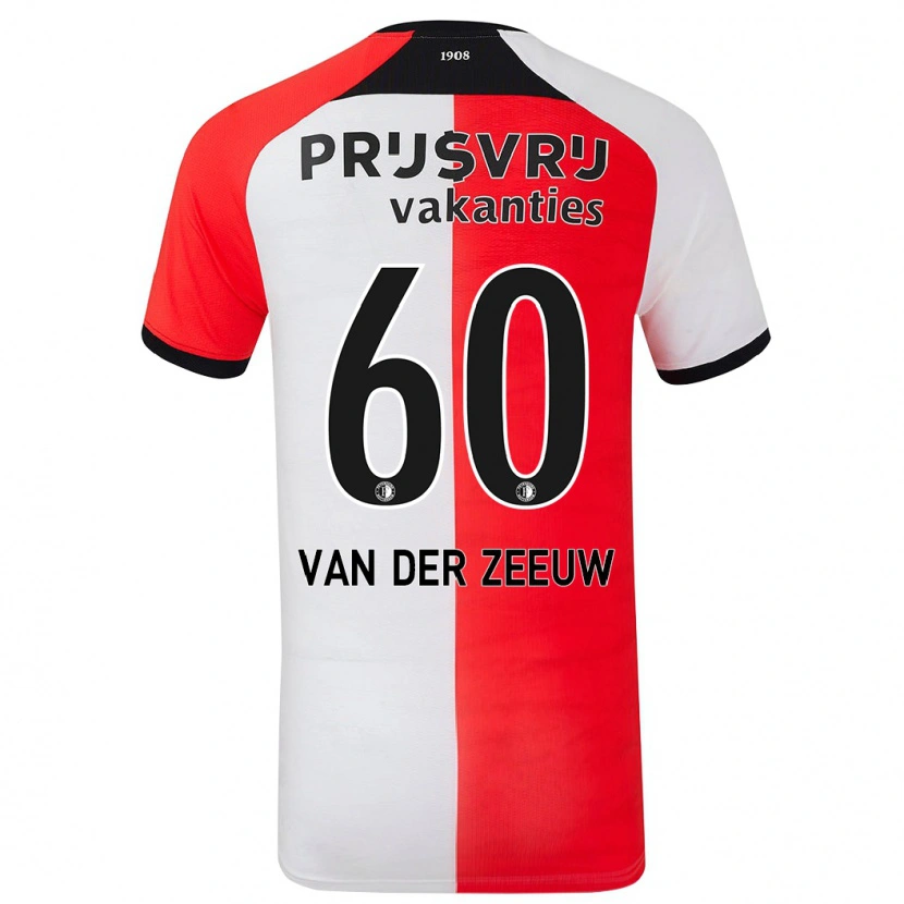 Danxen Mænd Twan Van Der Zeeuw #60 Rød Hvid Hjemmebane Spillertrøjer 2024/25 Trøje T-Shirt