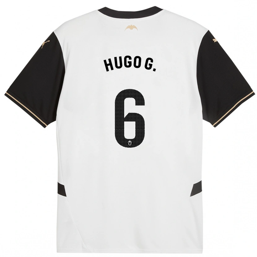 Danxen Mænd Hugo Guillamón #6 Hvid Sort Hjemmebane Spillertrøjer 2024/25 Trøje T-Shirt