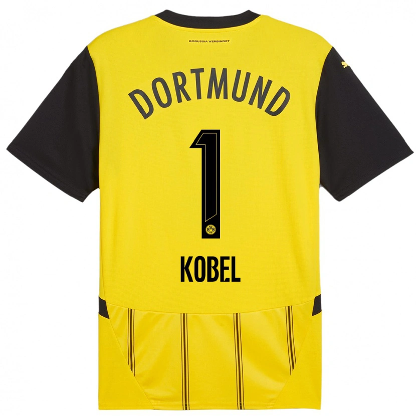 Danxen Mænd Gregor Kobel #1 Gul Sort Hjemmebane Spillertrøjer 2024/25 Trøje T-Shirt