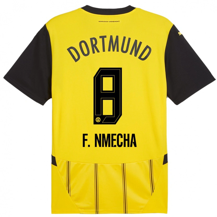 Danxen Mænd Felix Nmecha #8 Gul Sort Hjemmebane Spillertrøjer 2024/25 Trøje T-Shirt