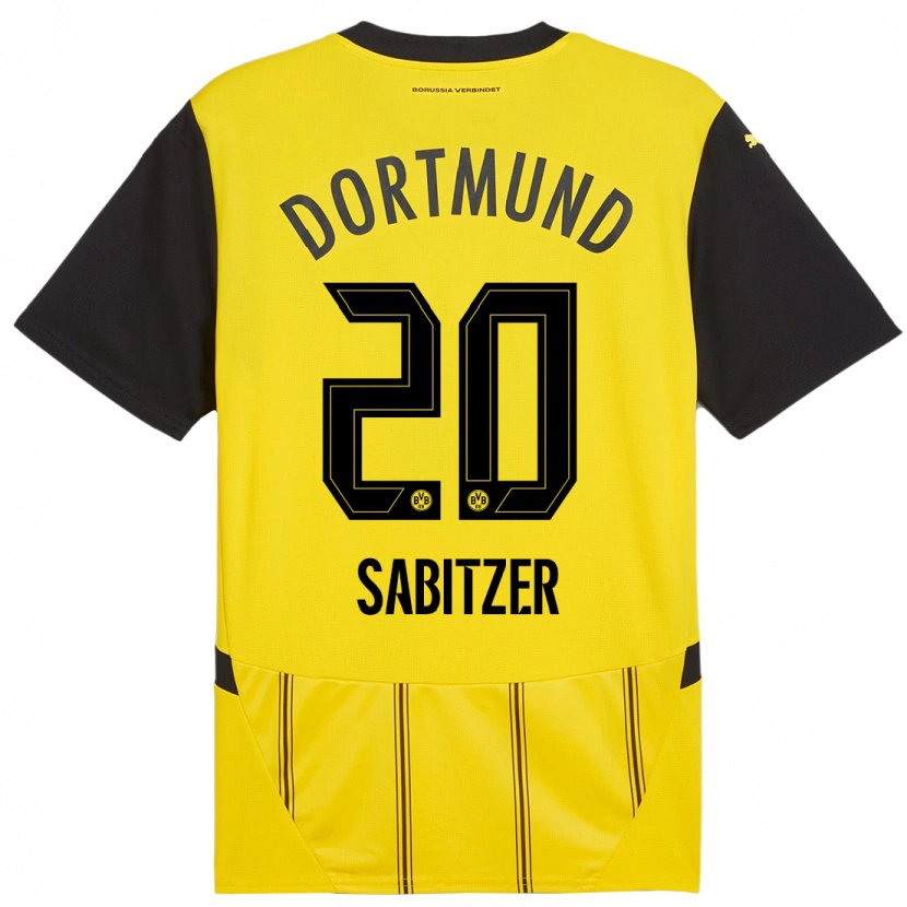 Danxen Mænd Marcel Sabitzer #20 Gul Sort Hjemmebane Spillertrøjer 2024/25 Trøje T-Shirt