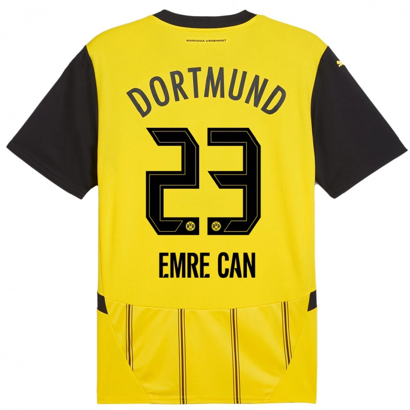 Danxen Mænd Emre Can #23 Gul Sort Hjemmebane Spillertrøjer 2024/25 Trøje T-Shirt