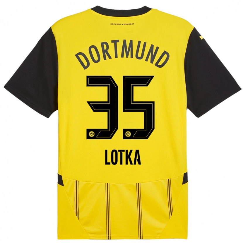 Danxen Mænd Marcel Lotka #35 Gul Sort Hjemmebane Spillertrøjer 2024/25 Trøje T-Shirt