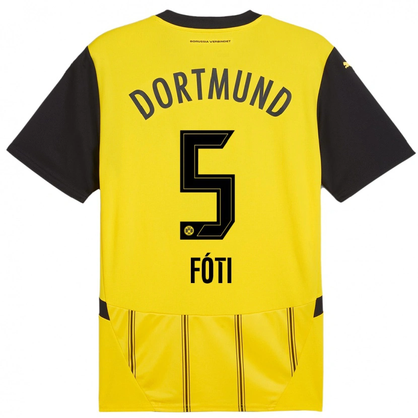 Danxen Mænd António Fóti #5 Gul Sort Hjemmebane Spillertrøjer 2024/25 Trøje T-Shirt