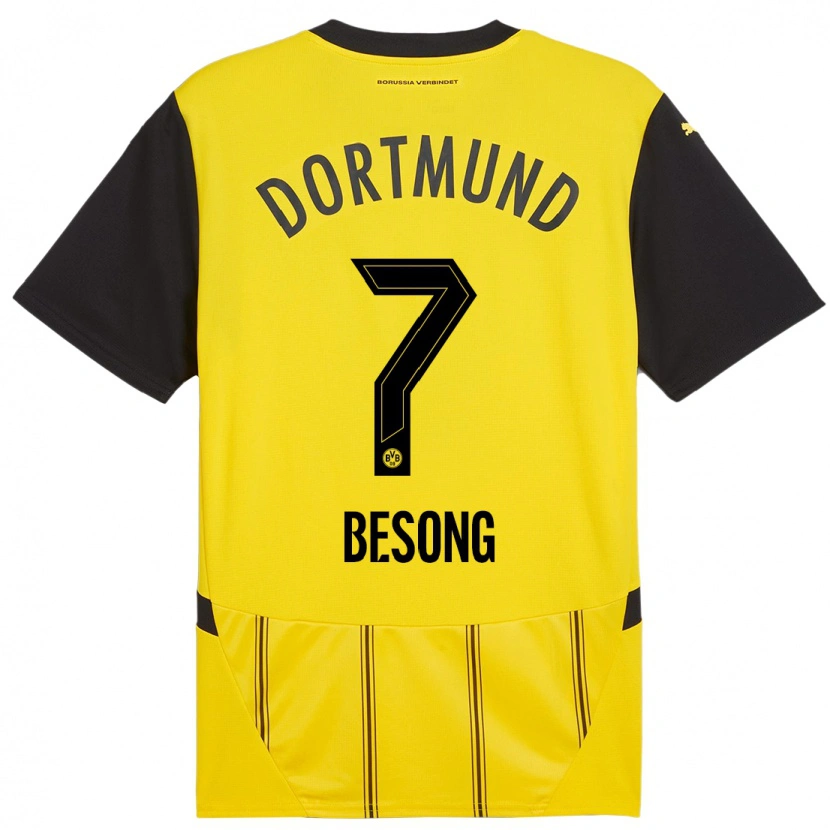 Danxen Mænd Paul-Philipp Besong #7 Gul Sort Hjemmebane Spillertrøjer 2024/25 Trøje T-Shirt