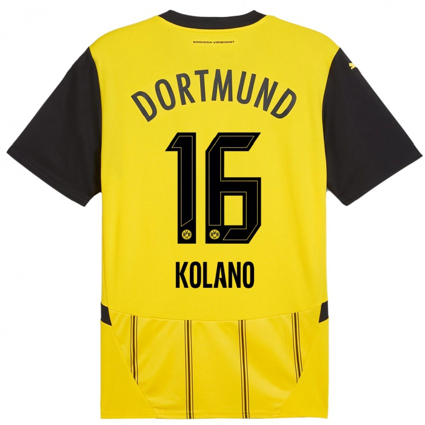 Danxen Mænd Damian Kolano #16 Gul Sort Hjemmebane Spillertrøjer 2024/25 Trøje T-Shirt