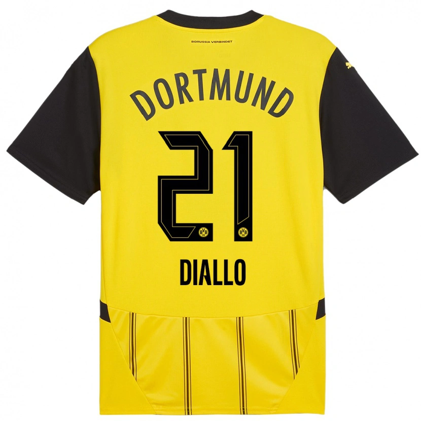 Danxen Mænd Ousmane Diallo #21 Gul Sort Hjemmebane Spillertrøjer 2024/25 Trøje T-Shirt