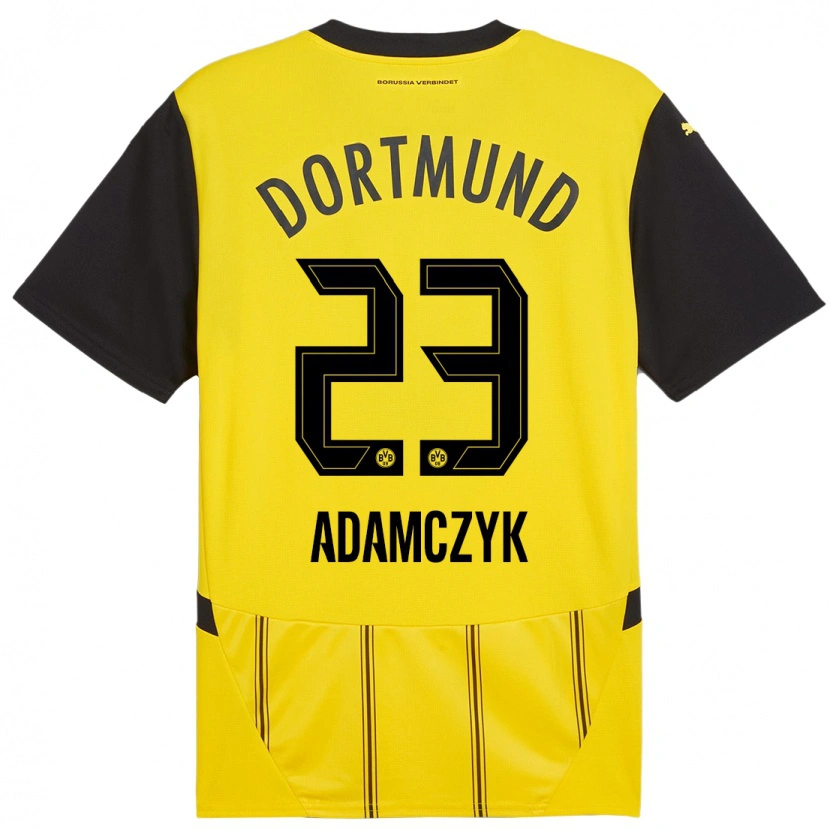 Danxen Mænd Nico Adamczyk #23 Gul Sort Hjemmebane Spillertrøjer 2024/25 Trøje T-Shirt